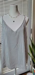 Cotton On black and white vertical striped blouse size large